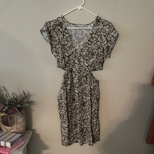 Floral Dark green and White Dress